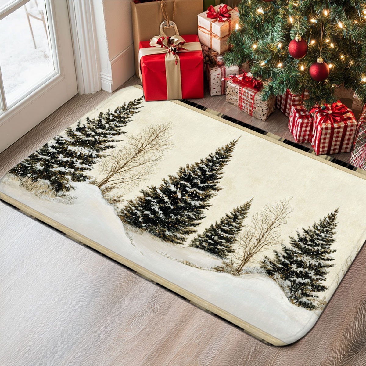 Hunting Outdoor Rug - سجادة باب شتوية بتصميم كوخ صيد
